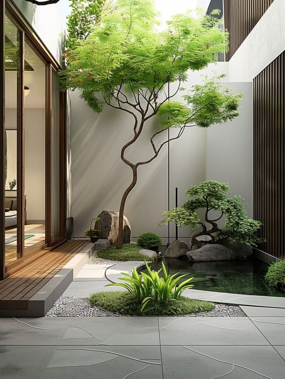 mẫu tiểu cảnh giếng trời trong nhà đẹp 